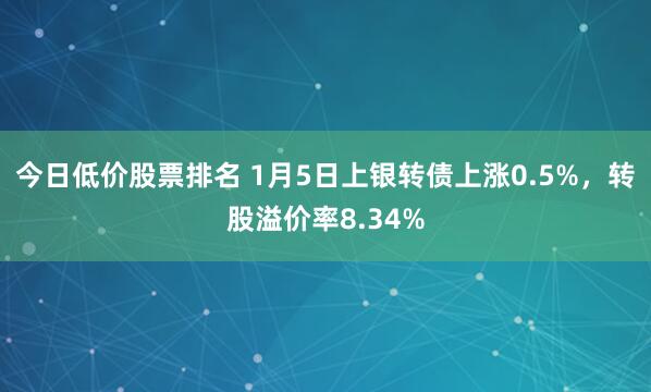 今日低价股票排名 1月5日上银转债上涨0.5%，转股溢价率8.34%
